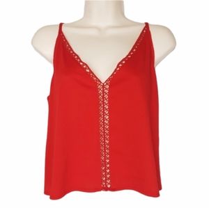 DIVIDED Red Strappy Textured Tank Crop Top Medium